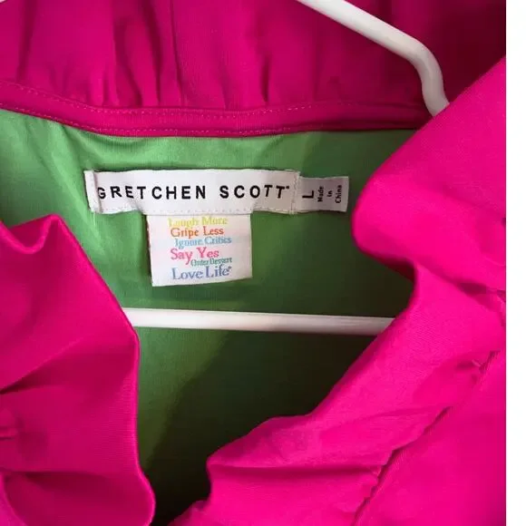 Gretchen Scott Jersey Sleeveless Ruffneck Top size large - Picture 2 of 6